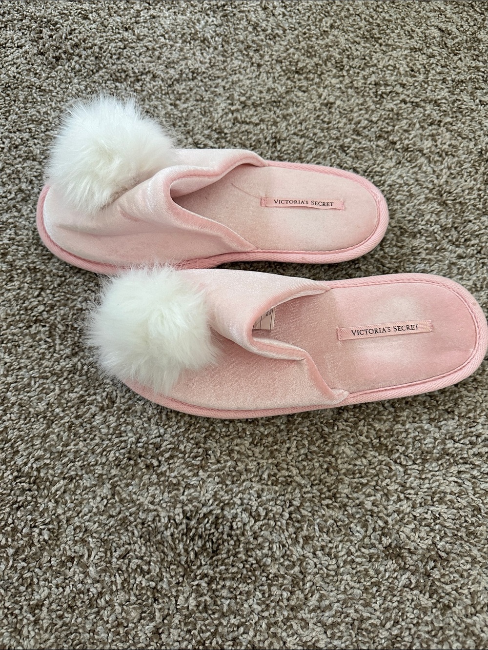 Vintage Victoria's Secret Pink Pom-Pom Slide Slippers